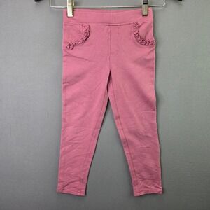 Princess Polly Girl Leggings Ruffle Pocket Mauve Pink Size 5 Pull On Stretch